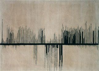 Sofie Dawo, Anfang der 60er Jahre, Kette: braune Baumwolle, Schuss: schwarze und braune Wolle, 115 x 160 cm, Foto: Stadtmuseum St. Wendel Sofie Dawo, Anfang der 60er Jahre, Kette: braune Baumwolle, Schuss: schwarze und braune Wolle, 115 x 160 cm, Foto: Stadtmuseum St. Wendel