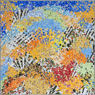 Anka Kröhnke, „Birken im Oktober“, 2008/10, 100 cm², Textur aus Getränkedosen Anka Kröhnke,