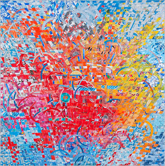Anka Kröhnke, „Abend“, 2007/10, 90 cm², Textur aus Getränkedosen Anka Kröhnke,